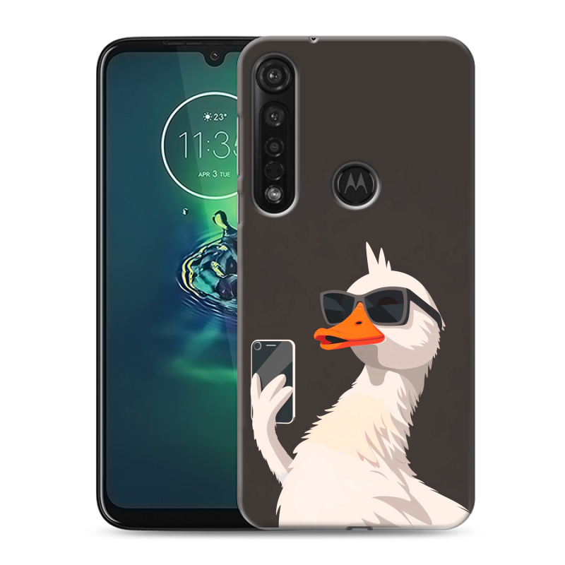 Силиконовый чехол на Motorola Moto G8 Plus с принтом утка в очках Силиконовый чехол на Motorola Moto G8 Plus с принтом утка в очках