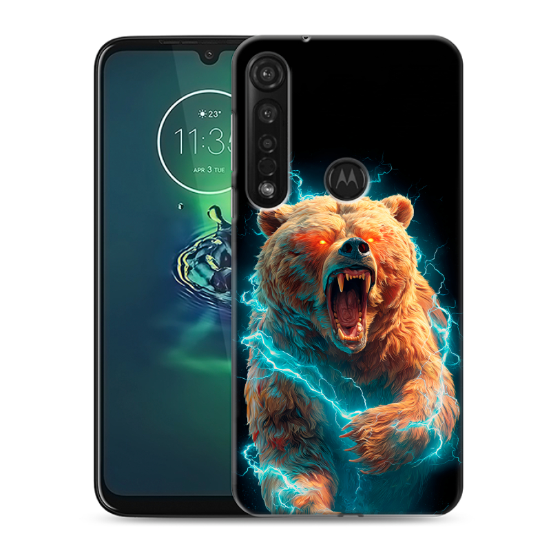 Силиконовый чехол на Motorola Moto G8 Plus с принтом Медведь Силиконовый чехол на Motorola Moto G8 Plus с принтом Медведь