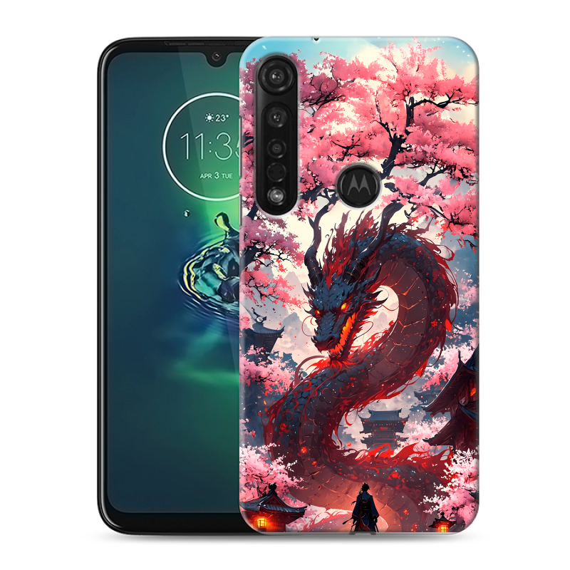 Силиконовый чехол на Motorola Moto G8 Plus с принтом Дракон Японский Силиконовый чехол на Motorola Moto G8 Plus с принтом Дракон Японский