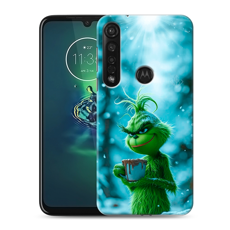 Силиконовый чехол на Motorola Moto G8 Plus с принтом Новый год гринч Силиконовый чехол на Motorola Moto G8 Plus с принтом Новый год гринч