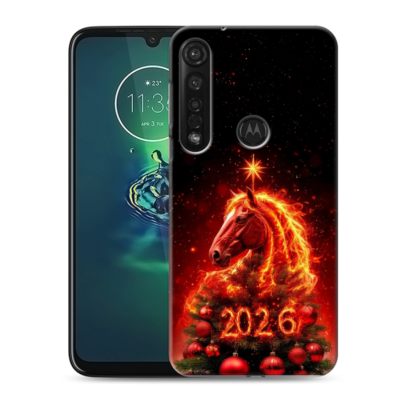 Силиконовый противоударный чехол на Motorola Moto G8 Plus с принтом Новый год Силиконовый противоударный чехол на Motorola Moto G8 Plus с принтом Новый год
