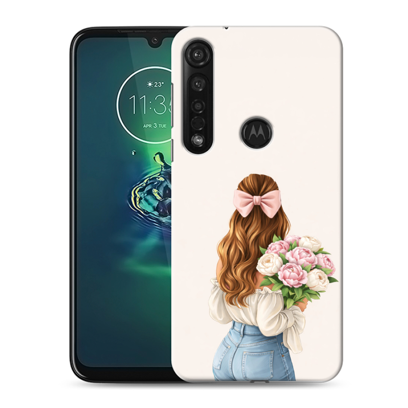 Силиконовый противоударный чехол на Motorola Moto G8 Plus с принтом женский Силиконовый противоударный чехол на Motorola Moto G8 Plus с принтом женский