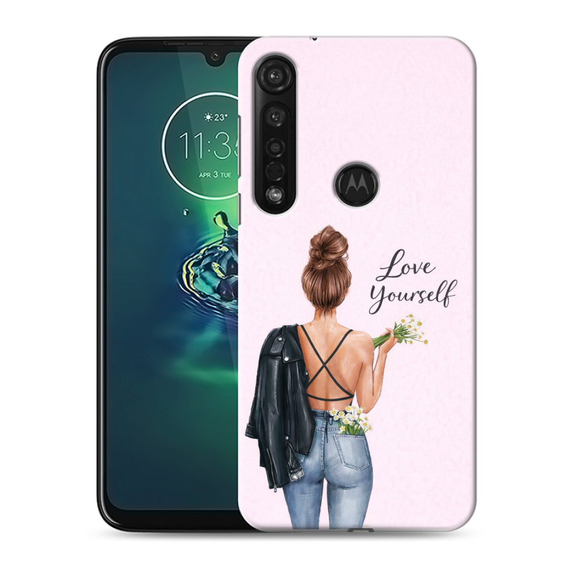 Силиконовый противоударный чехол на Motorola Moto G8 Plus с принтом женский Силиконовый противоударный чехол на Motorola Moto G8 Plus с принтом женский