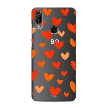 Силиконовый чехол на BQ 6040L Magic с принтом Сердечки
