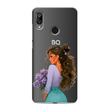 Силиконовый чехол на BQ 6040L Magic с принтом девушка цветы