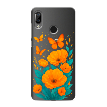 Силиконовый чехол на BQ 6040L Magic с принтом цветы бабочки