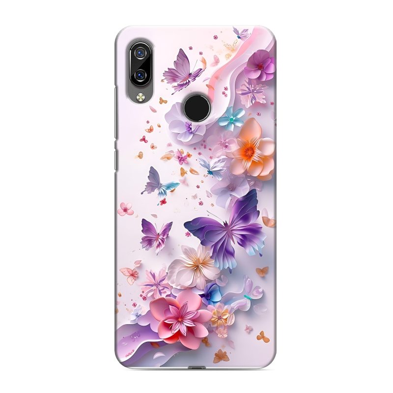 Силиконовый чехол на BQ 6040L Magic с принтом цветы бабочки Силиконовый чехол на BQ 6040L Magic с принтом цветы бабочки