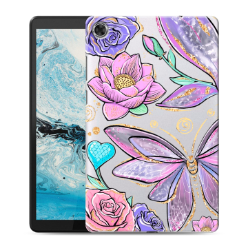 Силиконовый чехол на Lenovo Tab M8 с принтом Бабочки и цветы