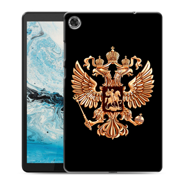 Силиконовый чехол на Lenovo Tab M8 с принтом Герб России золотой