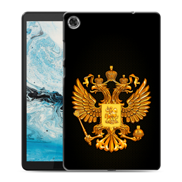 Силиконовый чехол на Lenovo Tab M8 с принтом Герб России желтый