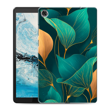 Силиконовый чехол на Lenovo Tab M8 с принтом Листья и золото
