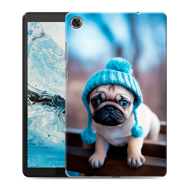 Силиконовый чехол на Lenovo Tab M8 с принтом Мопс в шапке Силиконовый чехол на Lenovo Tab M8 с принтом Мопс в шапке