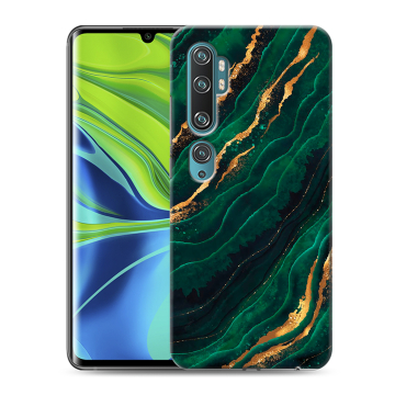Силиконовый противоударный чехол на Xiaomi Mi Note 10 с принтом Мрамор зеленое золото Силиконовый противоударный чехол на Xiaomi Mi Note 10 с принтом Мрамор зеленое золото