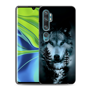 Силиконовый противоударный чехол на Xiaomi Mi Note 10 с принтом Лесной волк Силиконовый противоударный чехол на Xiaomi Mi Note 10 с принтом Лесной волк