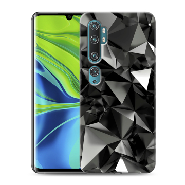 Силиконовый противоударный чехол на Xiaomi Mi Note 10 с принтом Черные кристаллы Силиконовый противоударный чехол на Xiaomi Mi Note 10 с принтом Черные кристаллы