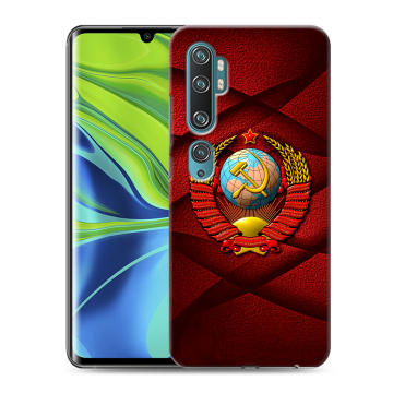 Силиконовый противоударный чехол на Xiaomi Mi Note 10 с принтом Герб СССР Силиконовый противоударный чехол на Xiaomi Mi Note 10 с принтом Герб СССР