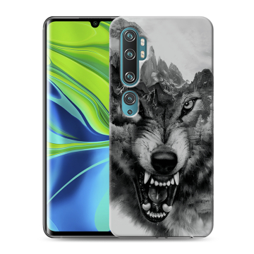 Силиконовый противоударный чехол на Xiaomi Mi Note 10 с принтом Волк Силиконовый противоударный чехол на Xiaomi Mi Note 10 с принтом Волк