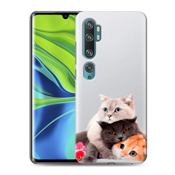 Силиконовый противоударный чехол на Xiaomi Mi Note 10 с принтом Кошки Силиконовый противоударный чехол на Xiaomi Mi Note 10 с принтом Кошки