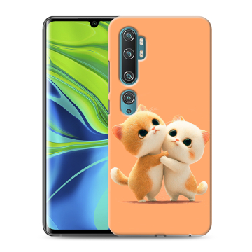 Силиконовый противоударный чехол на Xiaomi Mi Note 10 с принтом Милые котики