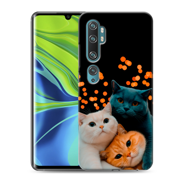 Силиконовый противоударный чехол на Xiaomi Mi Note 10 с принтом Кошки Силиконовый противоударный чехол на Xiaomi Mi Note 10 с принтом Кошки