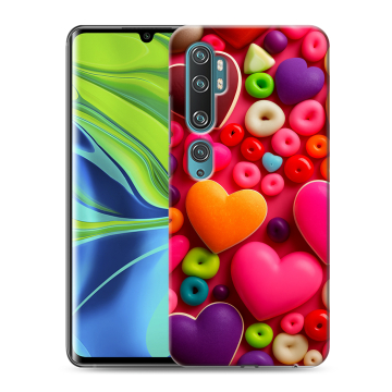 Силиконовый противоударный чехол на Xiaomi Mi Note 10 с принтом Сердечки Силиконовый противоударный чехол на Xiaomi Mi Note 10 с принтом Сердечки