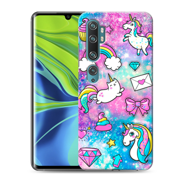 Силиконовый противоударный чехол на Xiaomi Mi Note 10 с принтом Единороги Силиконовый противоударный чехол на Xiaomi Mi Note 10 с принтом Единороги