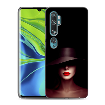 Силиконовый противоударный чехол на Xiaomi Mi Note 10 с принтом Девушка в шляпе