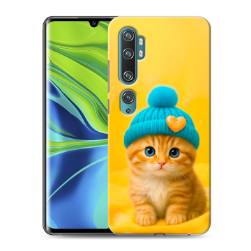 Силиконовый противоударный чехол на Xiaomi Mi Note 10 с принтом Котенок в шапке Силиконовый противоударный чехол на Xiaomi Mi Note 10 с принтом Котенок в шапке