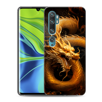 Силиконовый противоударный чехол на Xiaomi Mi Note 10 с принтом Золотой дракон