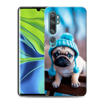 Силиконовый противоударный чехол на Xiaomi Mi Note 10 с принтом Мопс в шапке