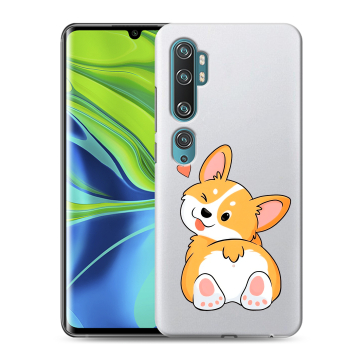 Силиконовый противоударный чехол на Xiaomi Mi Note 10 с принтом Корги