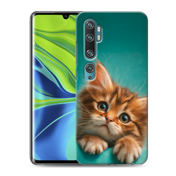 Силиконовый противоударный чехол на Xiaomi Mi Note 10 с принтом котенок Силиконовый противоударный чехол на Xiaomi Mi Note 10 с принтом котенок