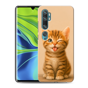 Силиконовый противоударный чехол на Xiaomi Mi Note 10 с принтом котенок