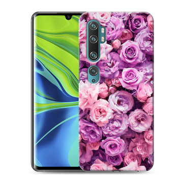 Силиконовый противоударный чехол на Xiaomi Mi Note 10 с принтом лавандовые розы