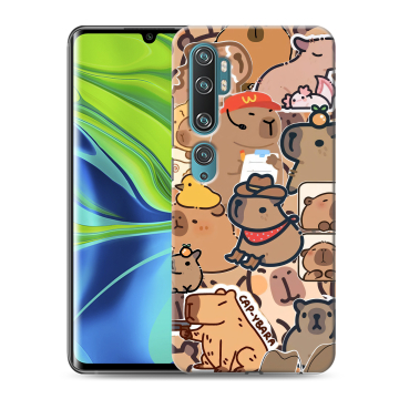 Силиконовый противоударный чехол на Xiaomi Mi Note 10 с принтом капибара Силиконовый противоударный чехол на Xiaomi Mi Note 10 с принтом капибара
