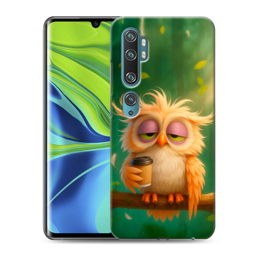 Силиконовый противоударный чехол на Xiaomi Mi Note 10 с принтом сова