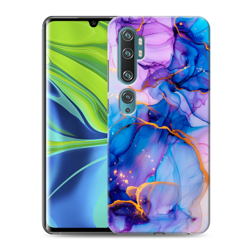 Силиконовый противоударный чехол на Xiaomi Mi Note 10 с принтом синий мрамор Силиконовый противоударный чехол на Xiaomi Mi Note 10 с принтом синий мрамор