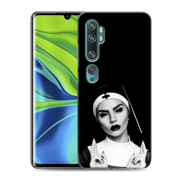 Силиконовый противоударный чехол на Xiaomi Mi Note 10 с принтом монашка