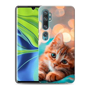 Силиконовый противоударный чехол на Xiaomi Mi Note 10 с принтом котик
