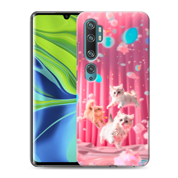 Силиконовый противоударный чехол на Xiaomi Mi Note 10 с принтом милые котики
