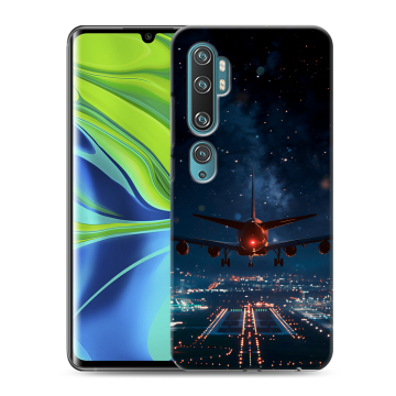 Силиконовый противоударный чехол на Xiaomi Mi Note 10 с принтом самолет