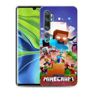 Силиконовый противоударный чехол на Xiaomi Mi Note 10 с принтом Майнкрафт Minecraft