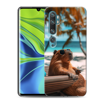 Силиконовый противоударный чехол на Xiaomi Mi Note 10 с принтом Капибара Силиконовый противоударный чехол на Xiaomi Mi Note 10 с принтом Капибара