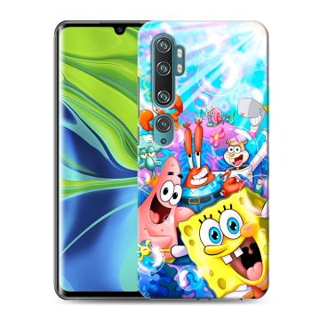 Силиконовый противоударный чехол на Xiaomi Mi Note 10 с принтом спанчбоб спанч боб