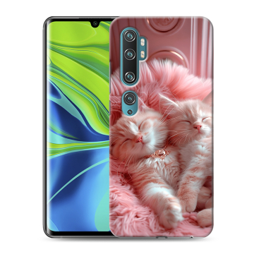Силиконовый противоударный чехол на Xiaomi Mi Note 10 с принтом котята котики