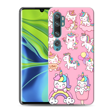 Силиконовый противоударный чехол на Xiaomi Mi Note 10 с принтом Единороги и радуга Силиконовый противоударный чехол на Xiaomi Mi Note 10 с принтом Единороги и радуга