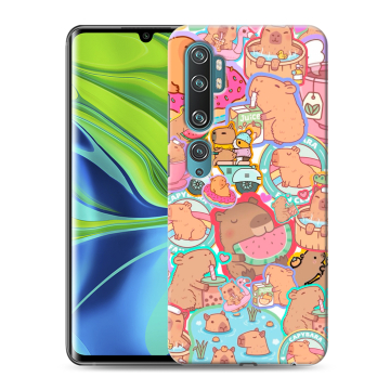 Силиконовый противоударный чехол на Xiaomi Mi Note 10 с принтом капибары