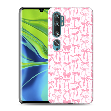 Силиконовый противоударный чехол на Xiaomi Mi Note 10 с принтом Розовые бантики Силиконовый противоударный чехол на Xiaomi Mi Note 10 с принтом Розовые бантики