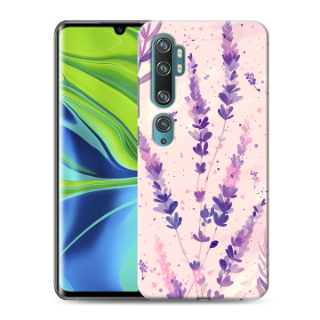 Силиконовый противоударный чехол на Xiaomi Mi Note 10 с принтом цветы лаванда