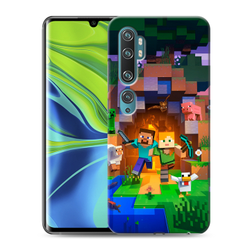Силиконовый противоударный чехол на Xiaomi Mi Note 10 с принтом Майнкрафт Minecraft